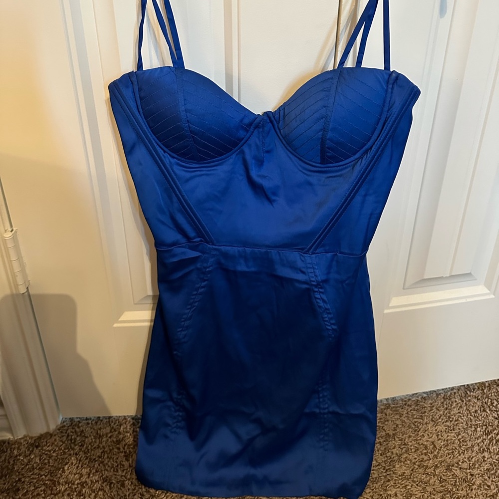 Blue satin dress